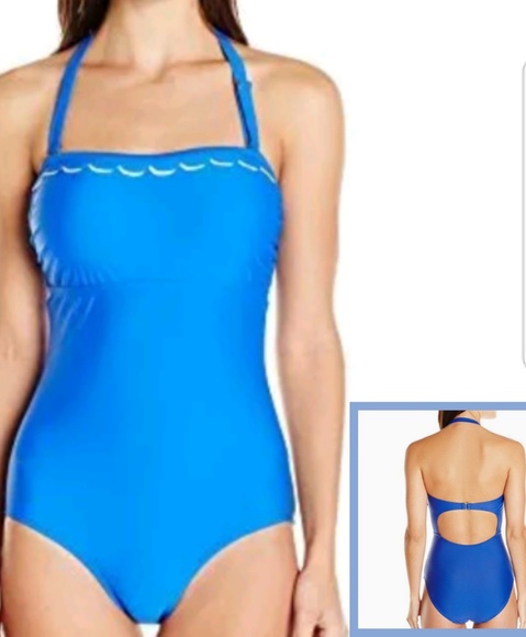 Ellen Tracy Scallop Bandeau One Piece Swimsuit 10 - Picture 6 of 6